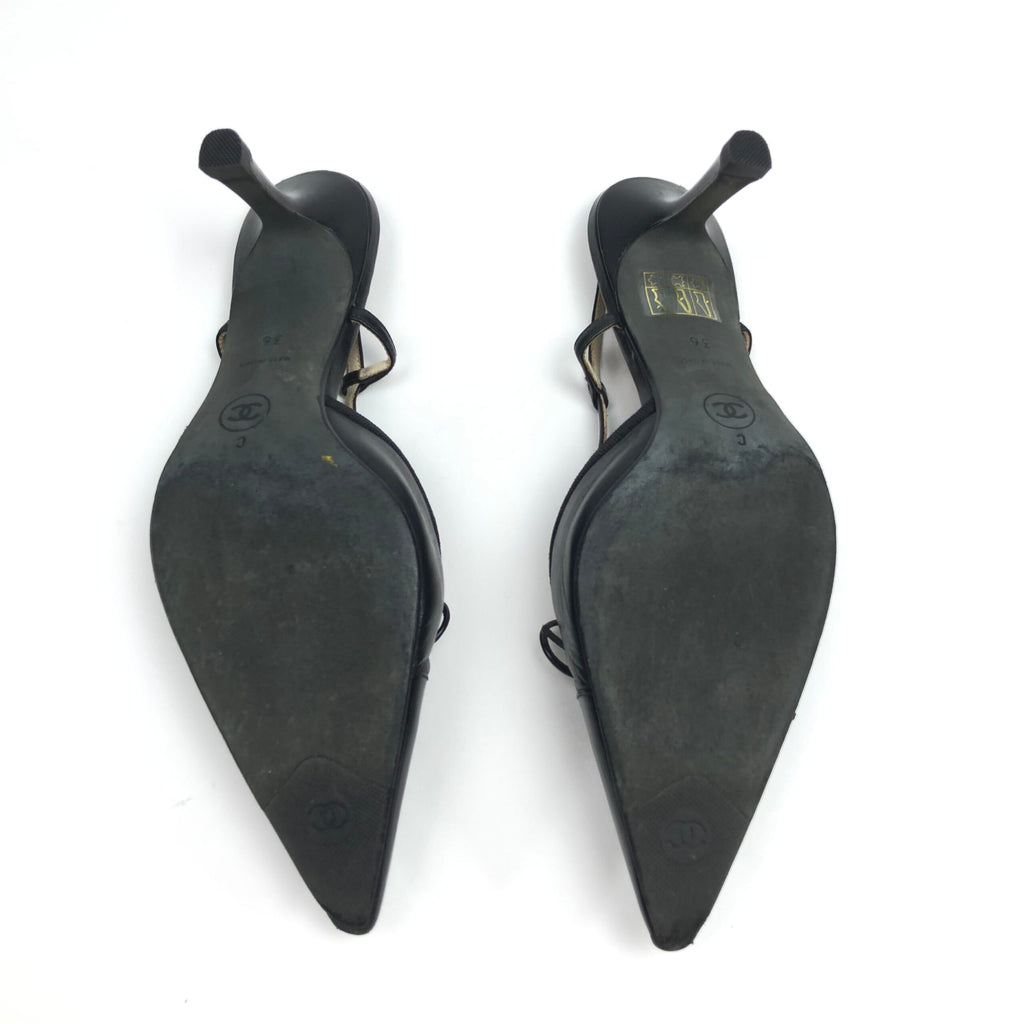 CHANEL LOGO BOW SLING-BACK MULE HEELS - UK 3 / US 5 / EU 36