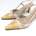 CHANEL LOGO BOW SLING-BACK MULE HEELS -  UK 2.5 / US 4.5 / EU 35.5