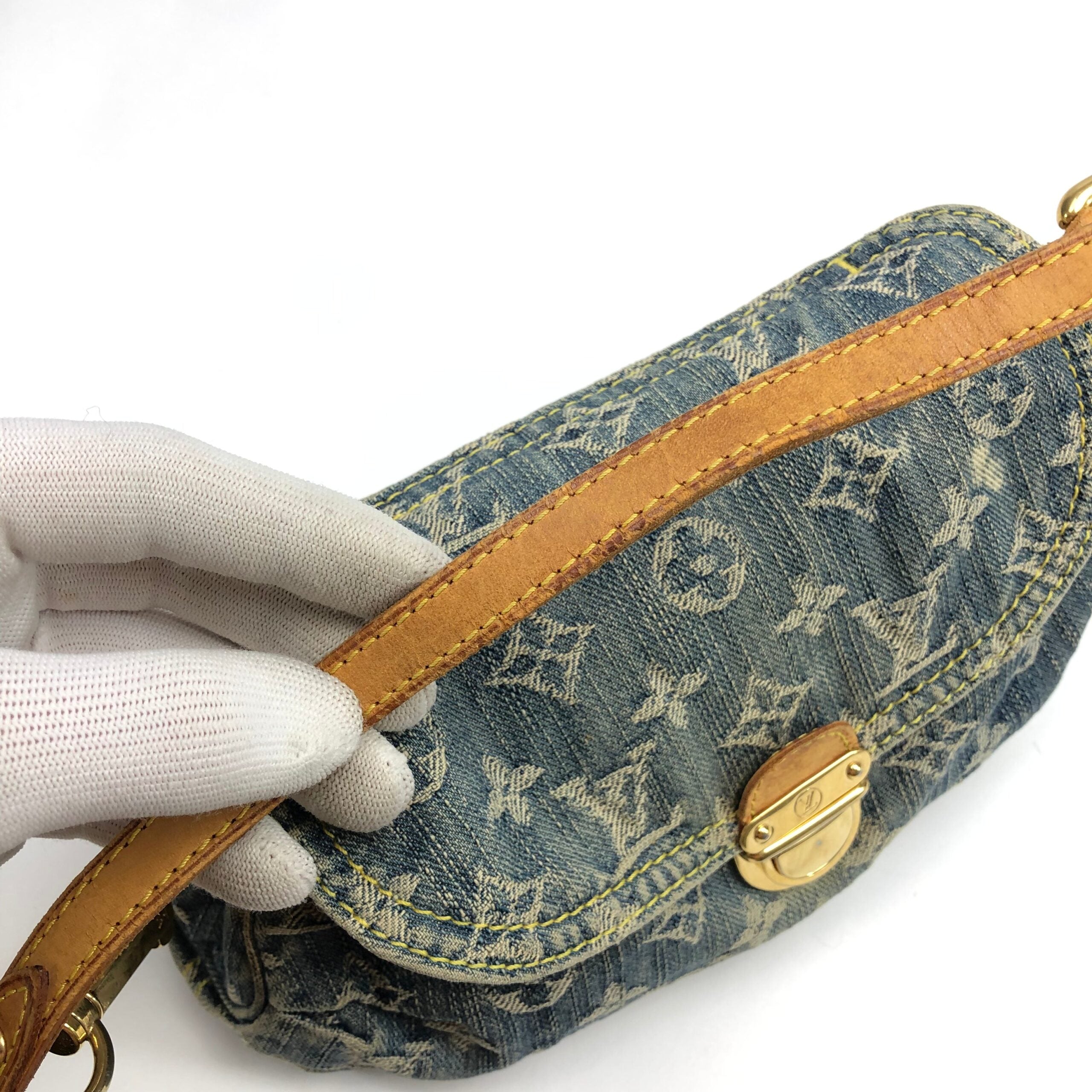 LOUIS VUITTON PLEATY PM BLUE DENIM SHOULDER BAG