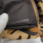 FENDI LEOPARD CALF HAIR BAGUETTE SHOULDER BAG