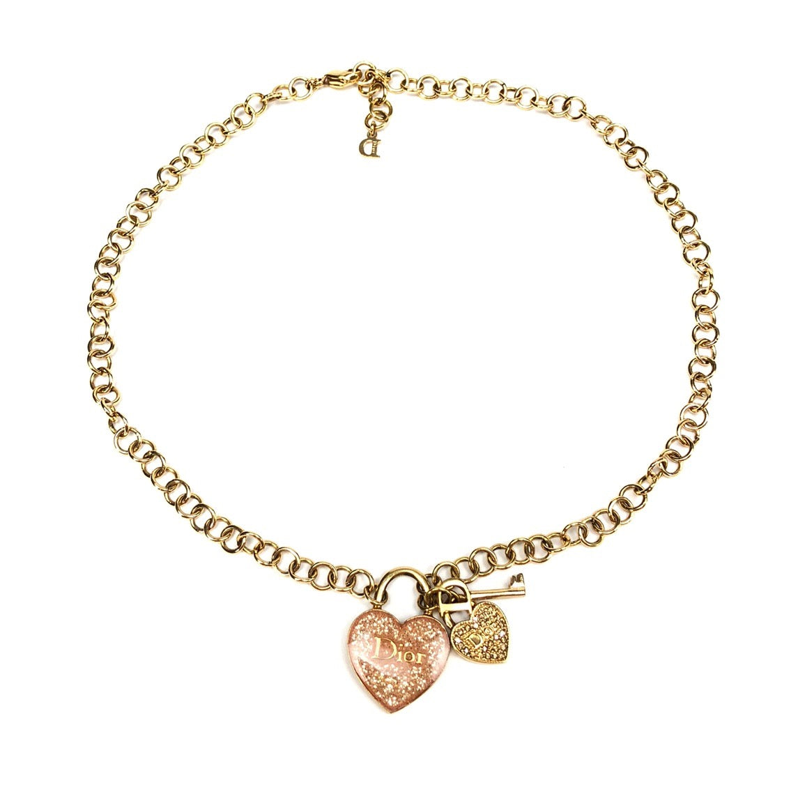 CHRISTIAN DIOR JEWELLED HEART NECKLACE