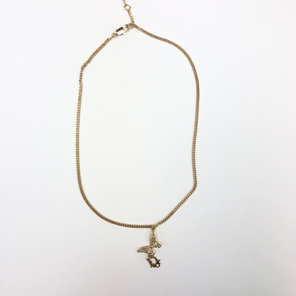CHRISTIAN DIOR MONOGRAM BUTTERFLY NECKLACE
