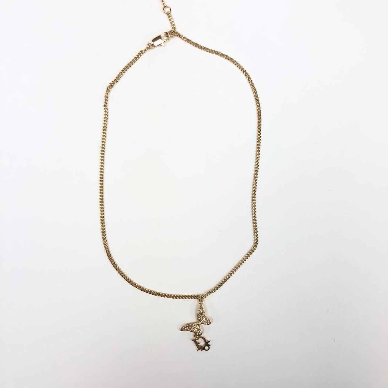 CHRISTIAN DIOR MONOGRAM BUTTERFLY NECKLACE
