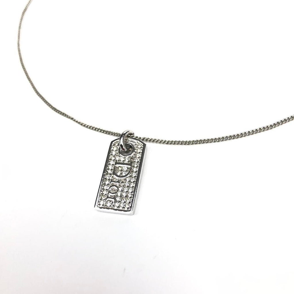 CHRISTIAN DIOR DIAMANTÉ TAG NECKLACE