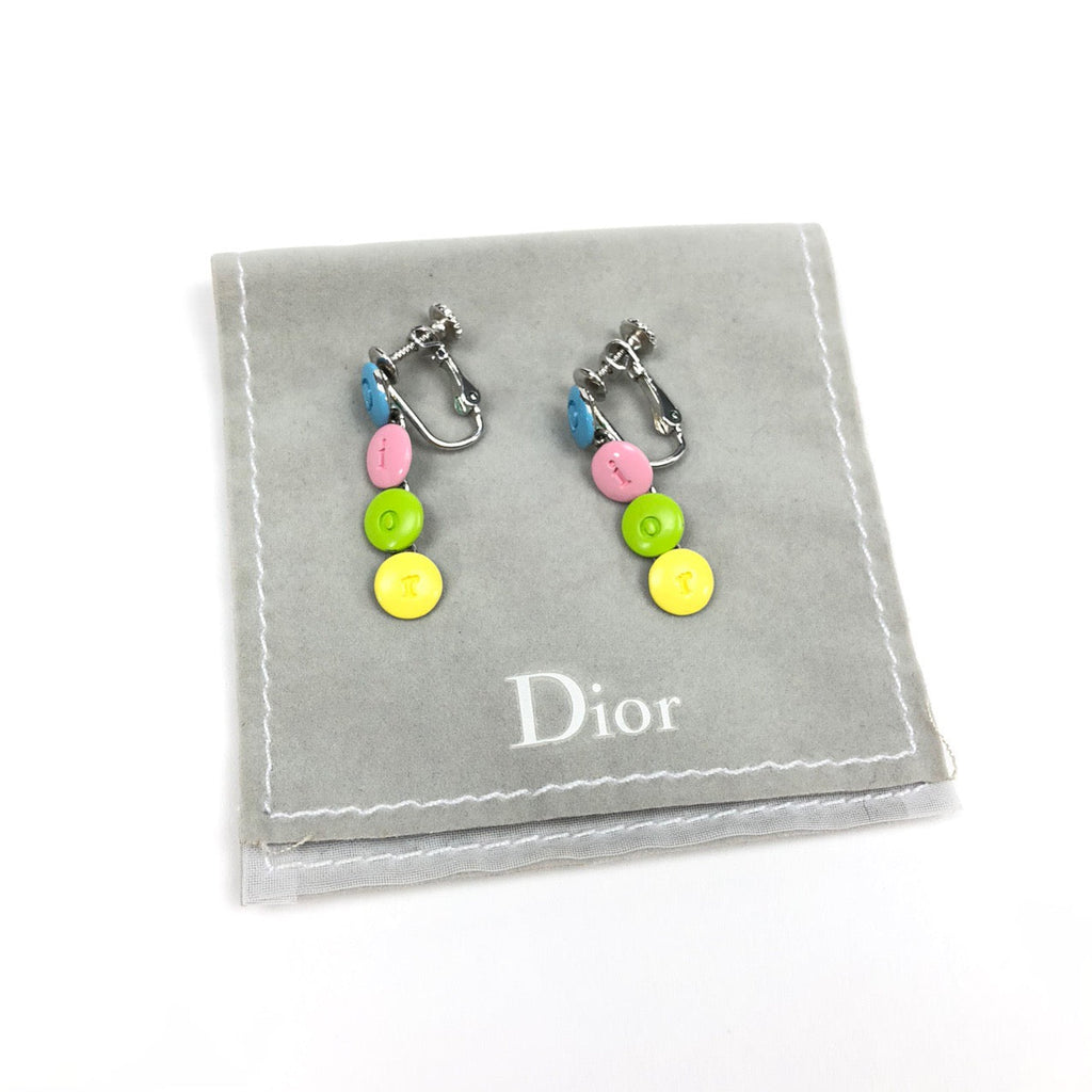 CHRISTIAN DIOR SPELLOUT CLIP ON EARRINGS
