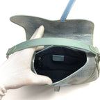 CHRISTIAN DIOR EXOTIC SOFT LIZARD LEATHER DOUBLE SADDLE BAG IN DUCK EGG BLUE