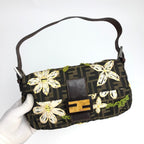FENDI MONOGRAM BAGUETTE SHOULDER BAG WITH FLOWER DETAILING