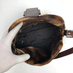 FENDI CALF HAIR BAGUETTE SHOULDER BAG