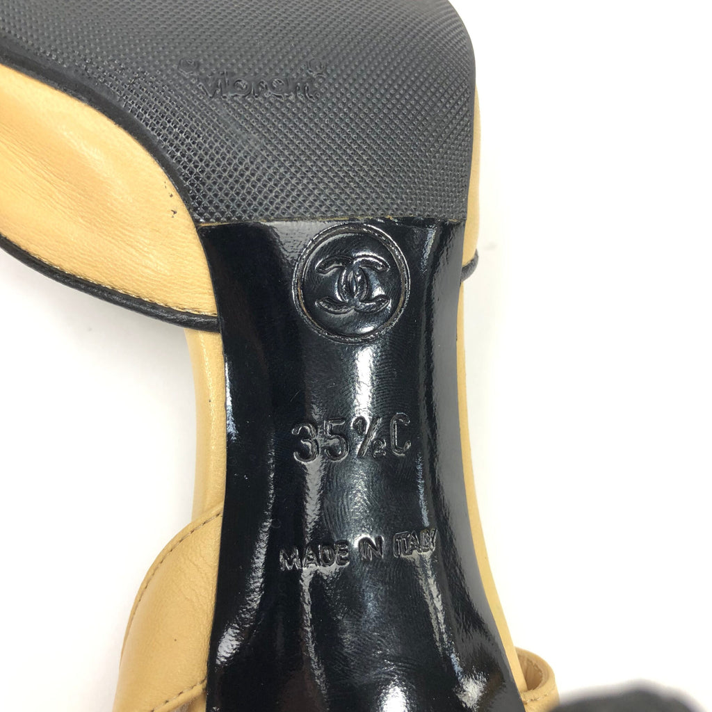 CHANEL LOGO BOW SLING-BACK MULE HEELS