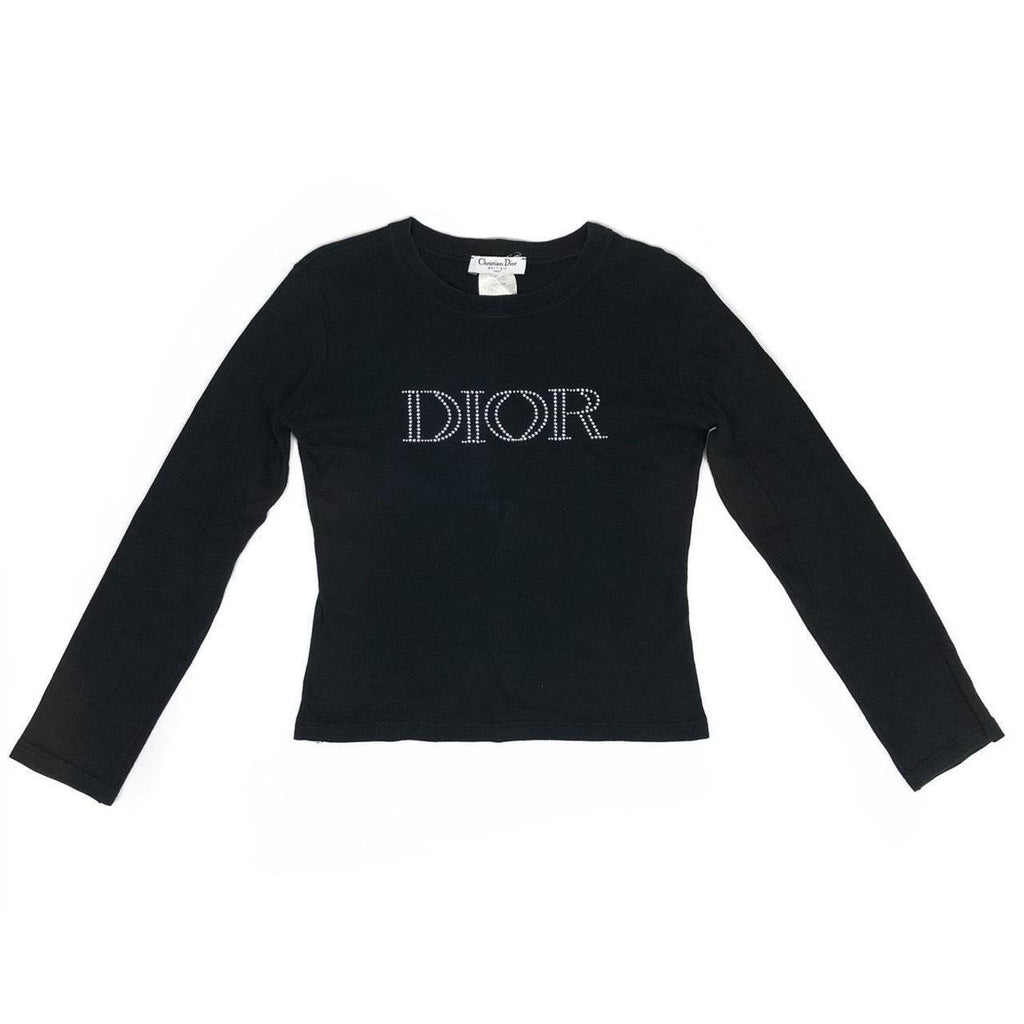 CHRISTIAN DIOR DIAMANTÉ SPELL-OUT LONG SLEEVE TOP