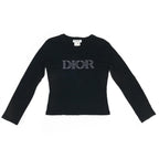 CHRISTIAN DIOR DIAMANTÉ SPELL-OUT LONG SLEEVE TOP