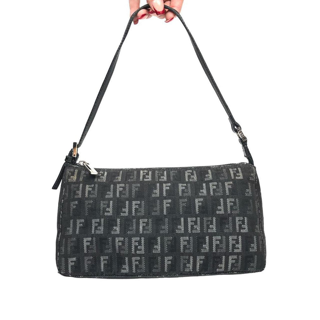 FENDI ZUCCA DENIM SHOULDER BAG
