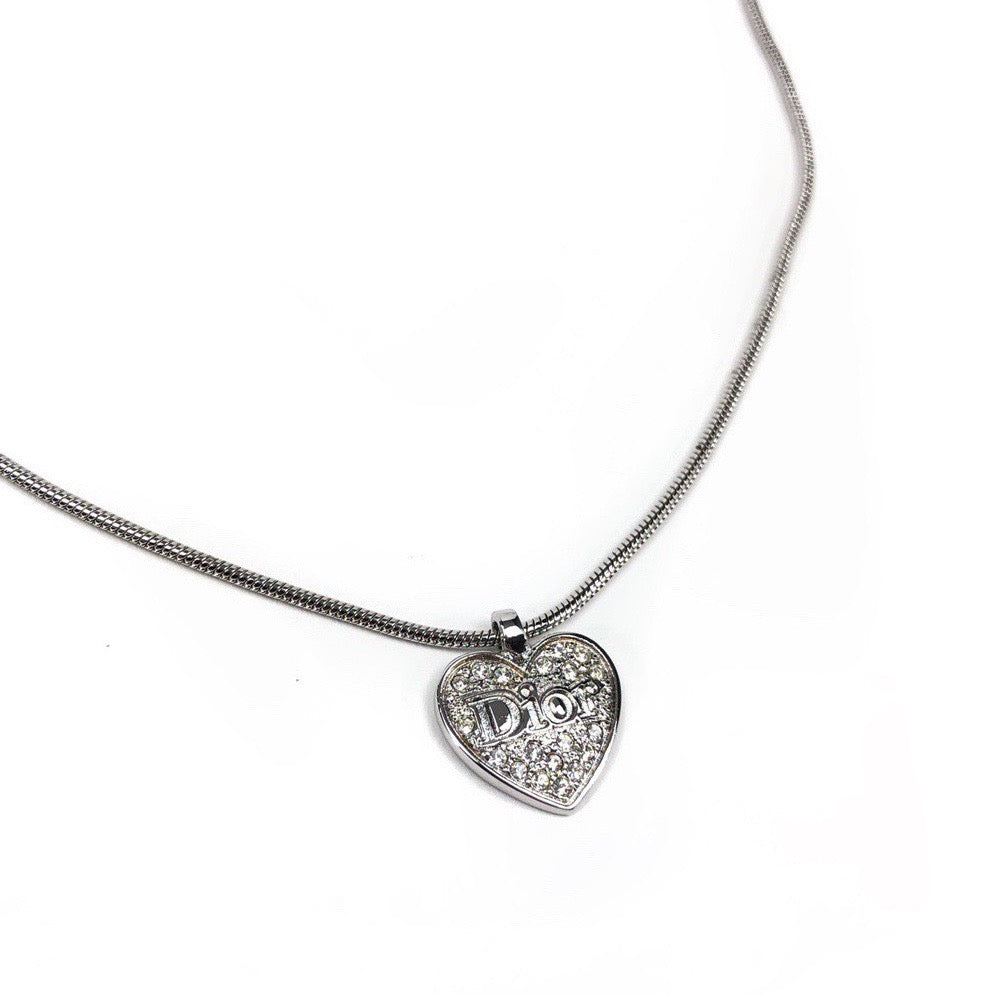 CHRISTIAN DIOR JEWELLED HEART NECKLACE
