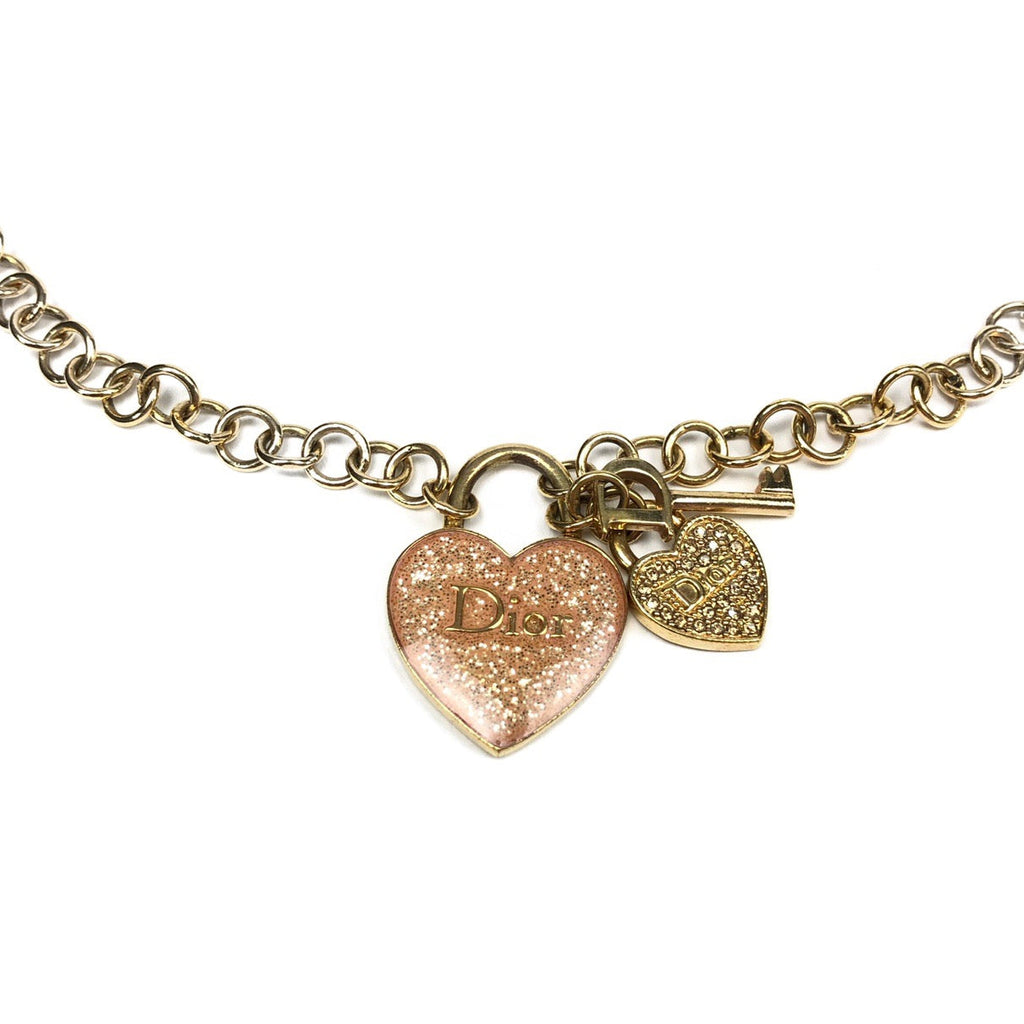 CHRISTIAN DIOR JEWELLED HEART NECKLACE