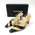 CHANEL LOGO SLING-BACK MULE HEELS