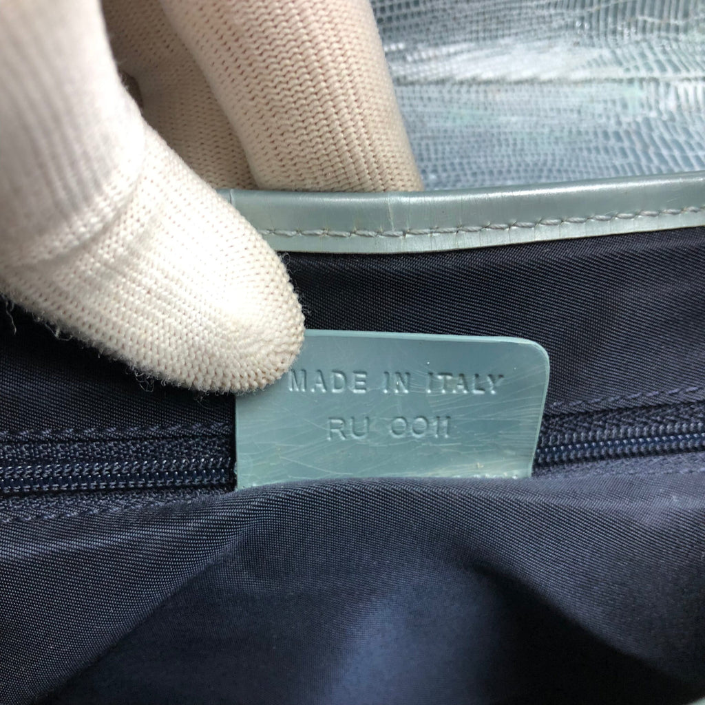 CHRISTIAN DIOR EXOTIC SOFT LIZARD LEATHER DOUBLE SADDLE BAG IN DUCK EGG BLUE