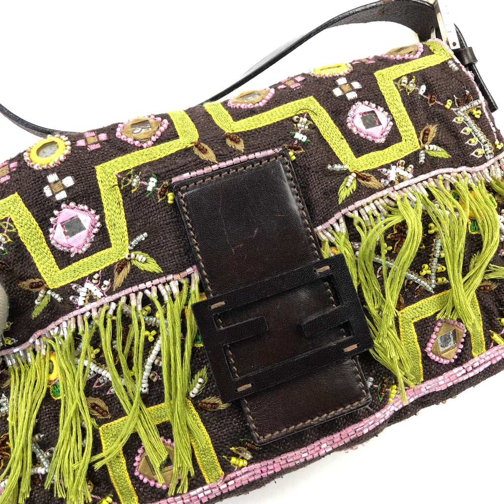 FENDI BEADED BAGUETTE SHOULDER BAG
