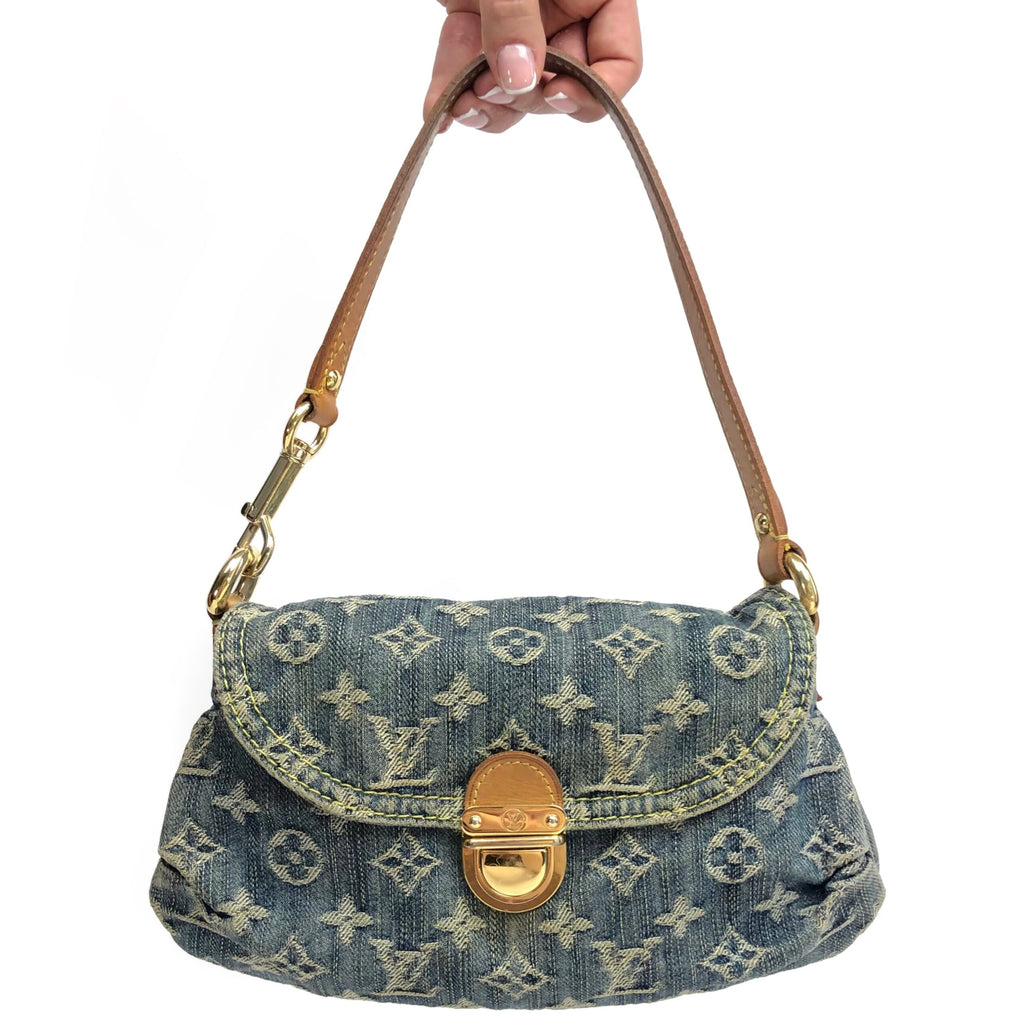 LOUIS VUITTON PLEATY PM BLUE DENIM SHOULDER BAG