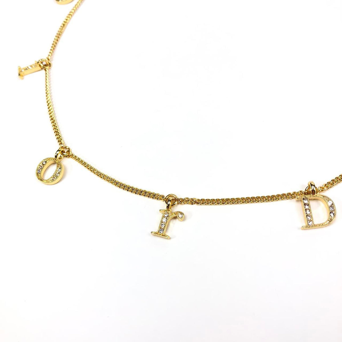 CHRISTIAN DIOR JEWELLED SPELL-OUT NECKLACE