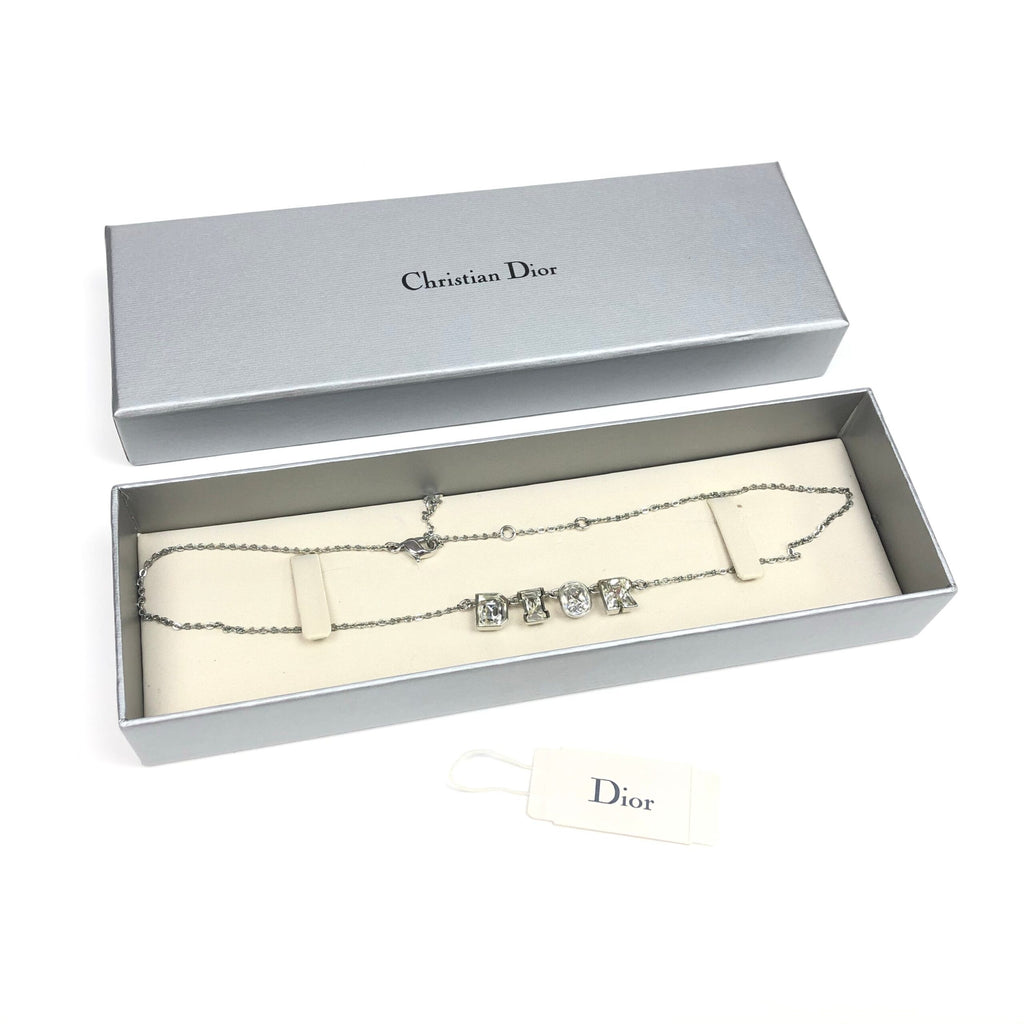 CHRISTIAN DIOR JEWELLED SPELL-OUT NECKLACE