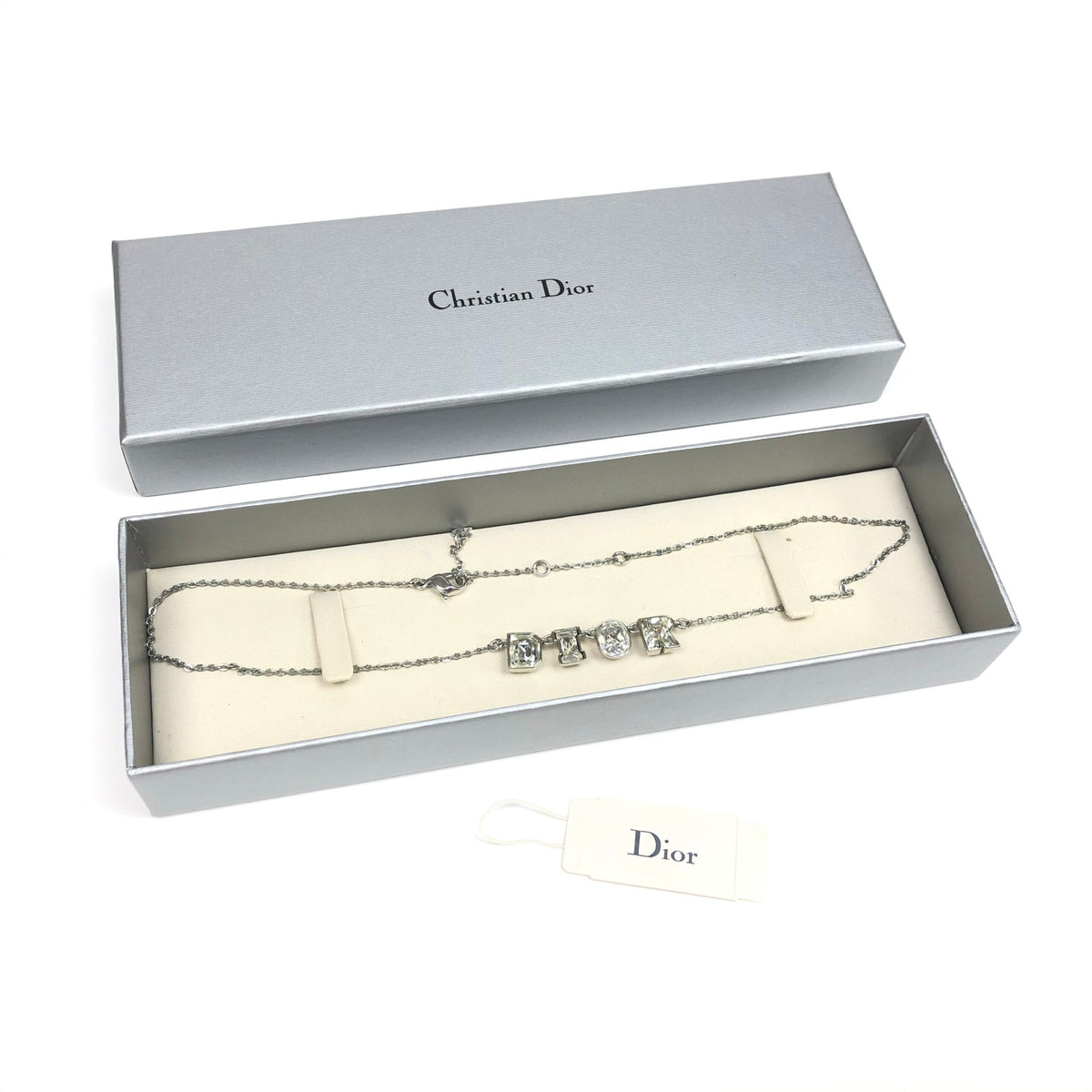 CHRISTIAN DIOR JEWELLED SPELL-OUT NECKLACE