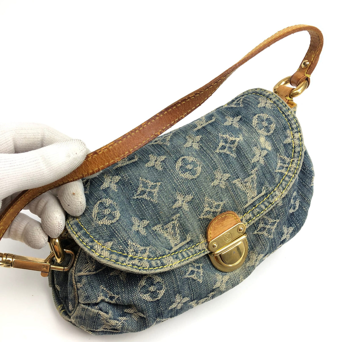 LOUIS VUITTON PLEATY PM BLUE DENIM SHOULDER BAG