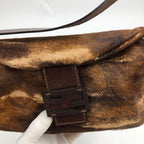FENDI CALF HAIR BAGUETTE SHOULDER BAG