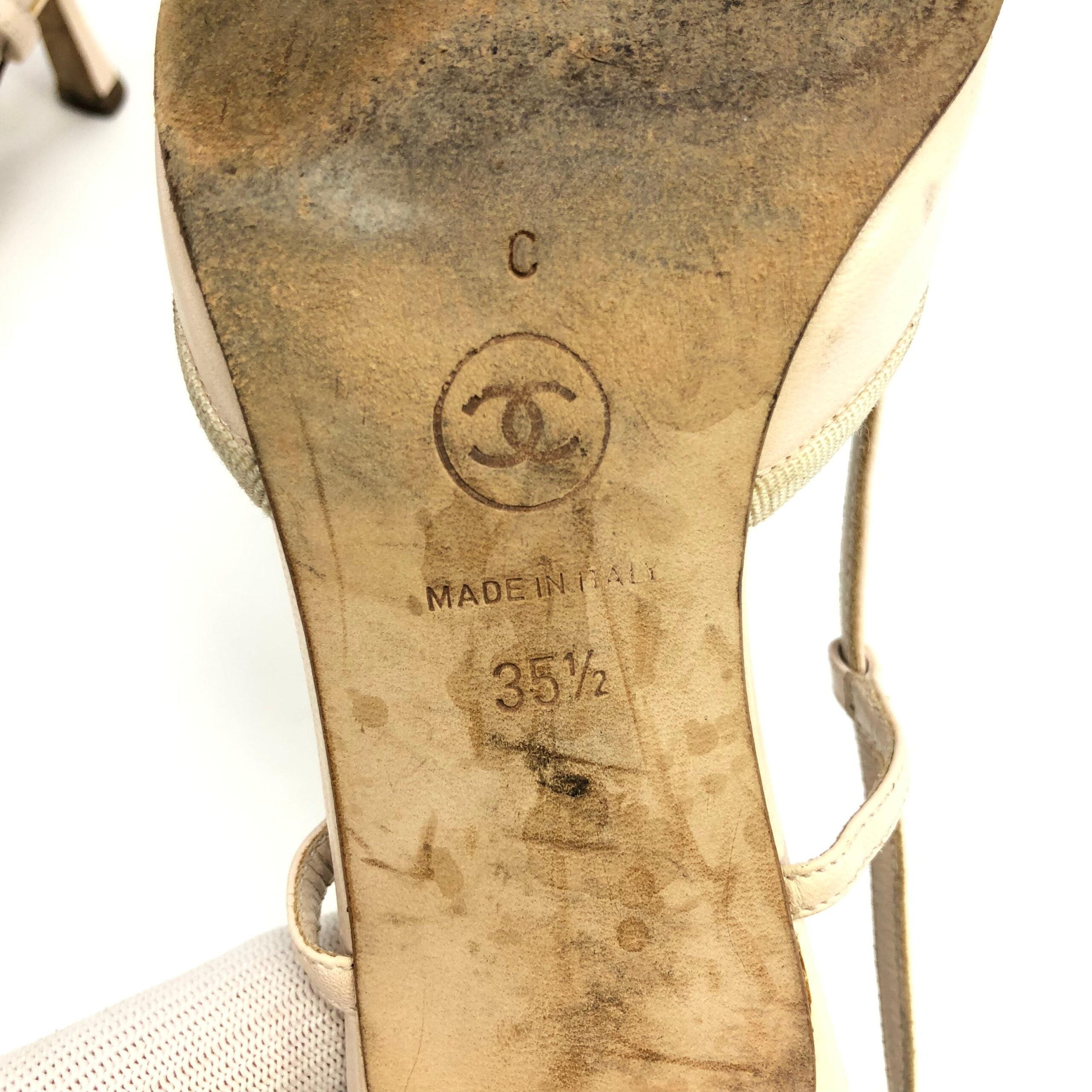 CHANEL LOGO BOW SLING-BACK MULE HEELS -  UK 2.5 / US 4.5 / EU 35.5