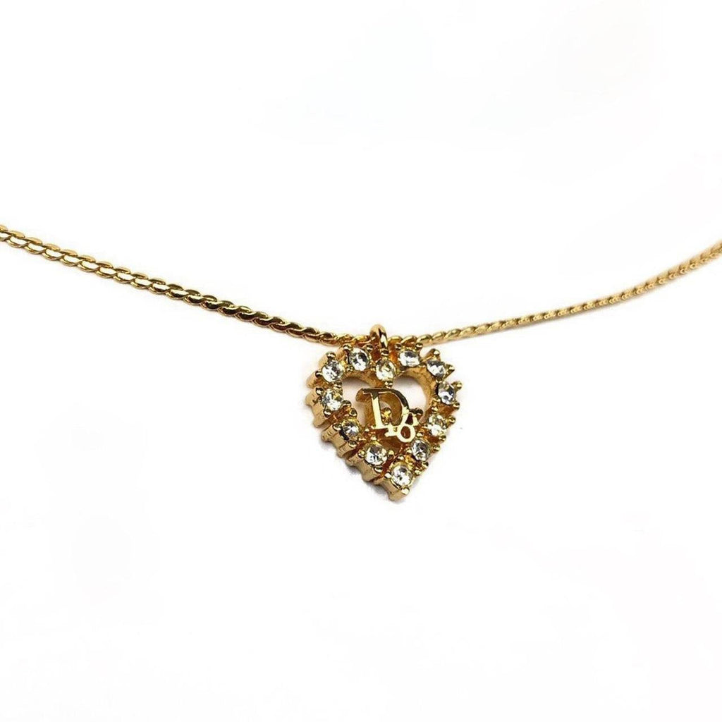 CHRISTIAN DIOR JEWELLED HEART NECKLACE