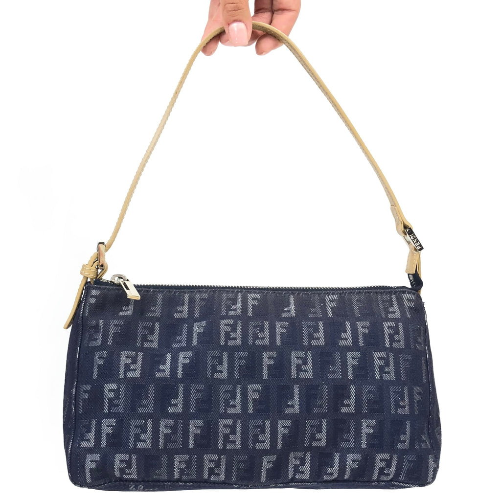 FENDI ZUCCA DENIM SHOULDER BAG