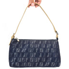 FENDI ZUCCA DENIM SHOULDER BAG