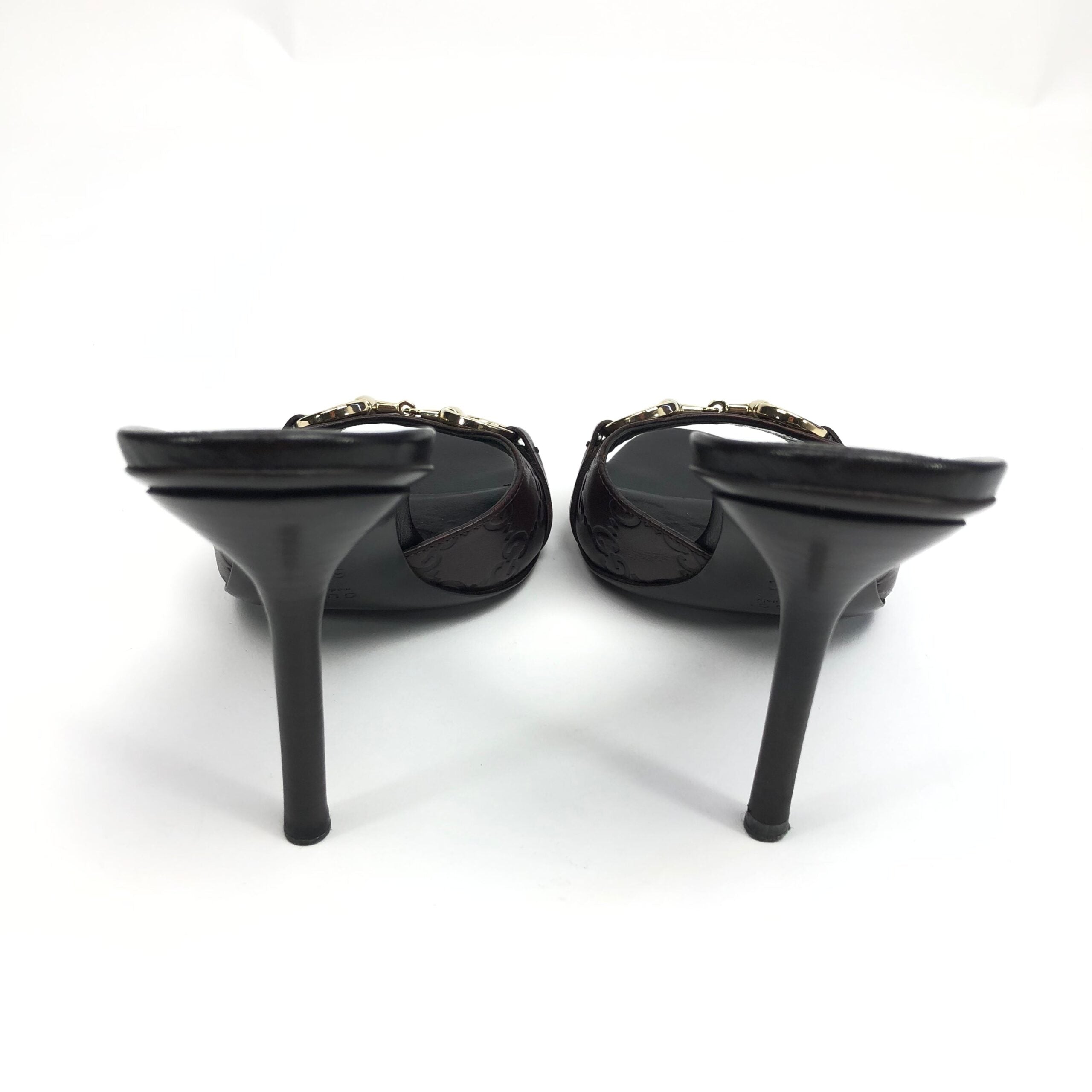 GUCCI MONOGRAM HORSEBIT HEELS -  UK 4.5 / US 6.5 / EU 37.5