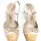 CHANEL LOGO BOW SLING-BACK MULE HEELS -  UK 2.5 / US 4.5 / EU 35.5
