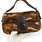 FENDI CALF HAIR BAGUETTE SHOULDER BAG