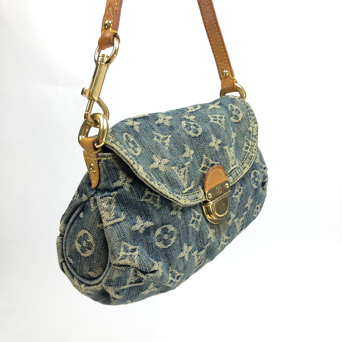 LOUIS VUITTON PLEATY PM BLUE DENIM SHOULDER BAG