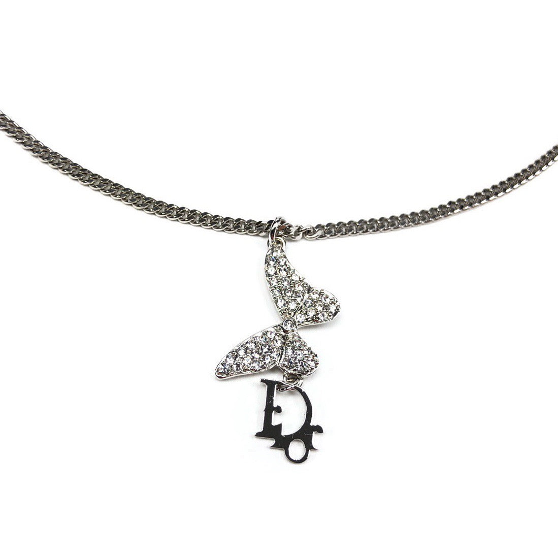 CHRISTIAN DIOR MONOGRAM BUTTERFLY NECKLACE