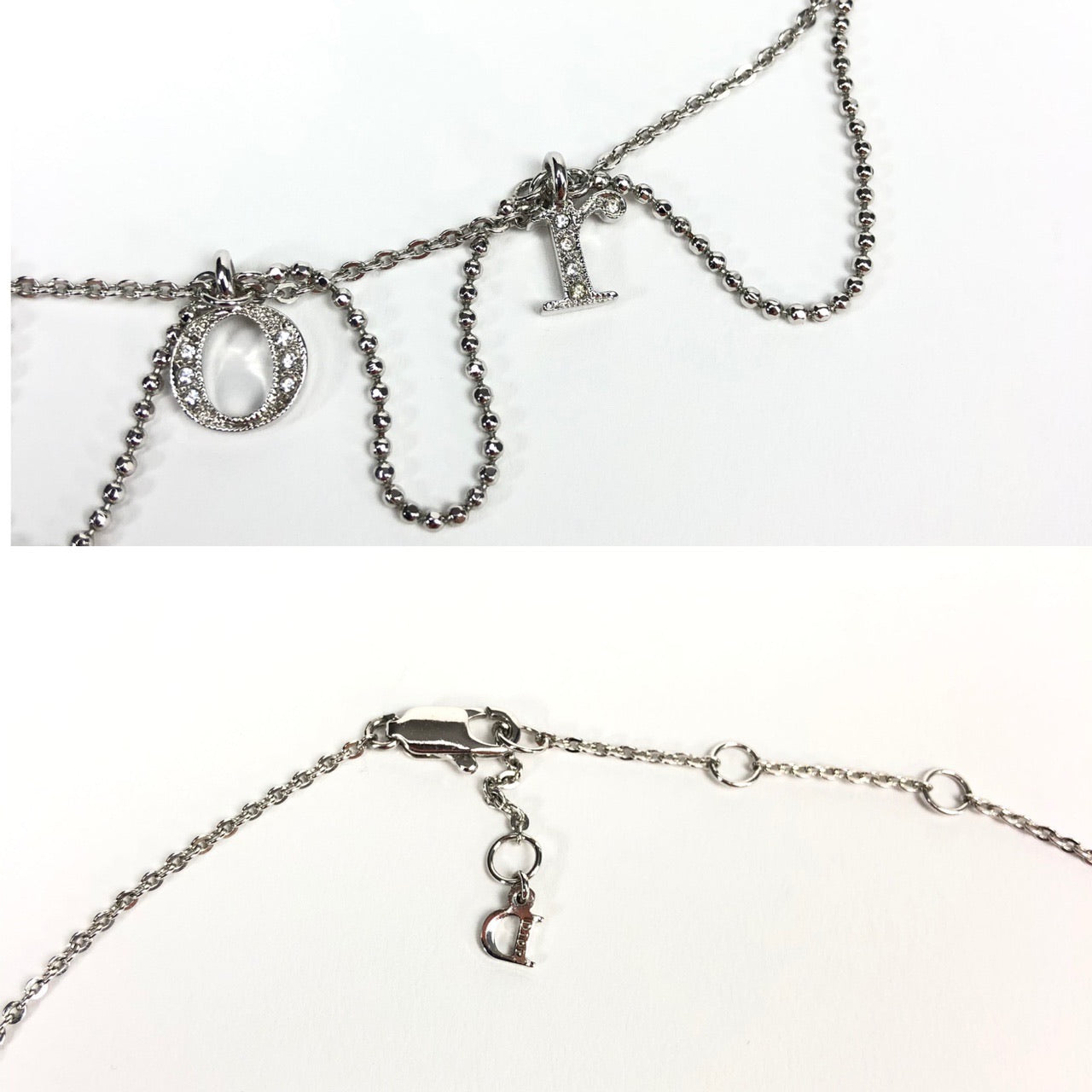 CHRISTIAN DIOR JEWELLED SPELL-OUT NECKLACE