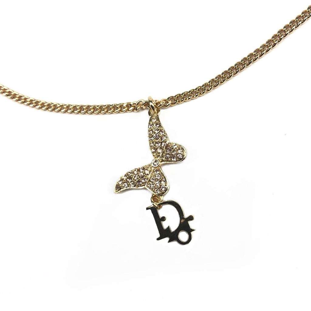 CHRISTIAN DIOR MONOGRAM BUTTERFLY NECKLACE