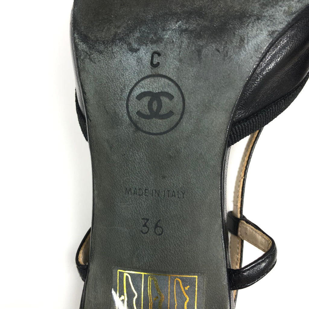 CHANEL LOGO BOW SLING-BACK MULE HEELS - UK 3 / US 5 / EU 36