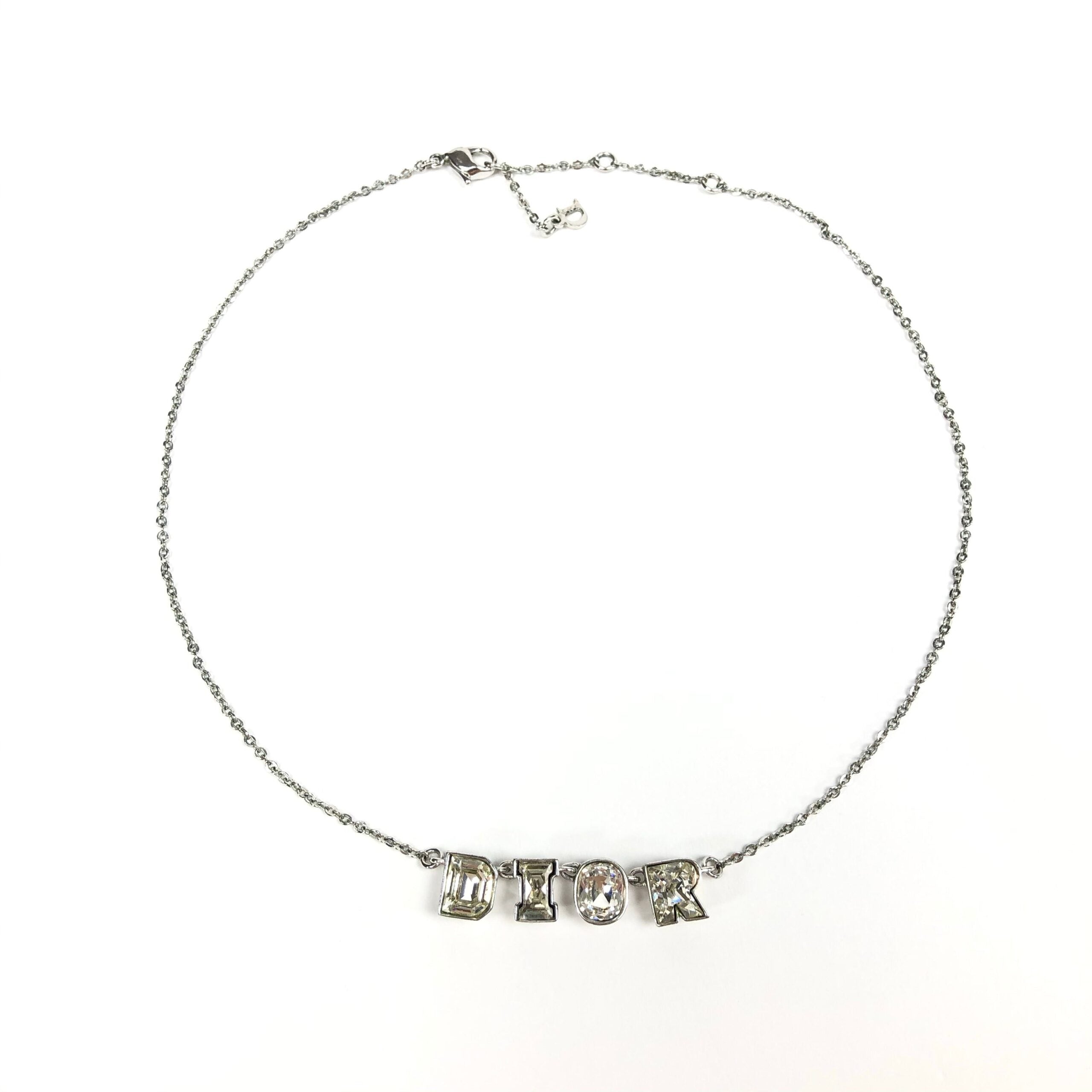 CHRISTIAN DIOR JEWELLED SPELL-OUT NECKLACE