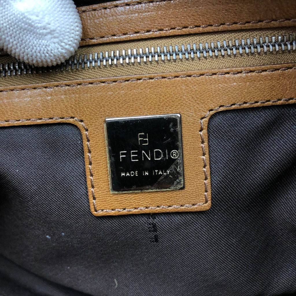 FENDI LEOPARD CALF HAIR BAGUETTE SHOULDER BAG