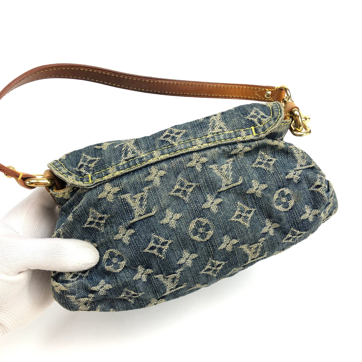 LOUIS VUITTON PLEATY PM BLUE DENIM SHOULDER BAG