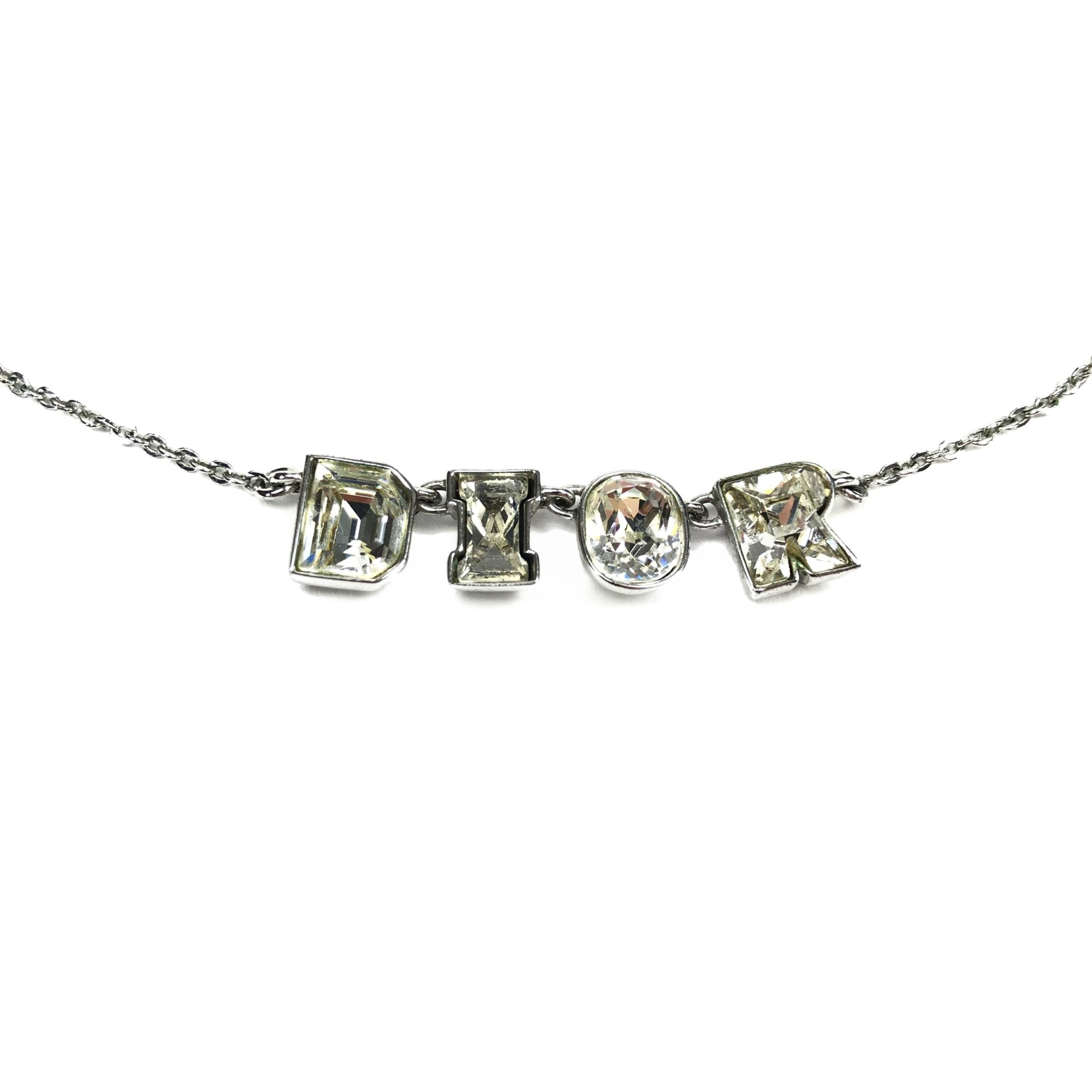 CHRISTIAN DIOR JEWELLED SPELL-OUT NECKLACE