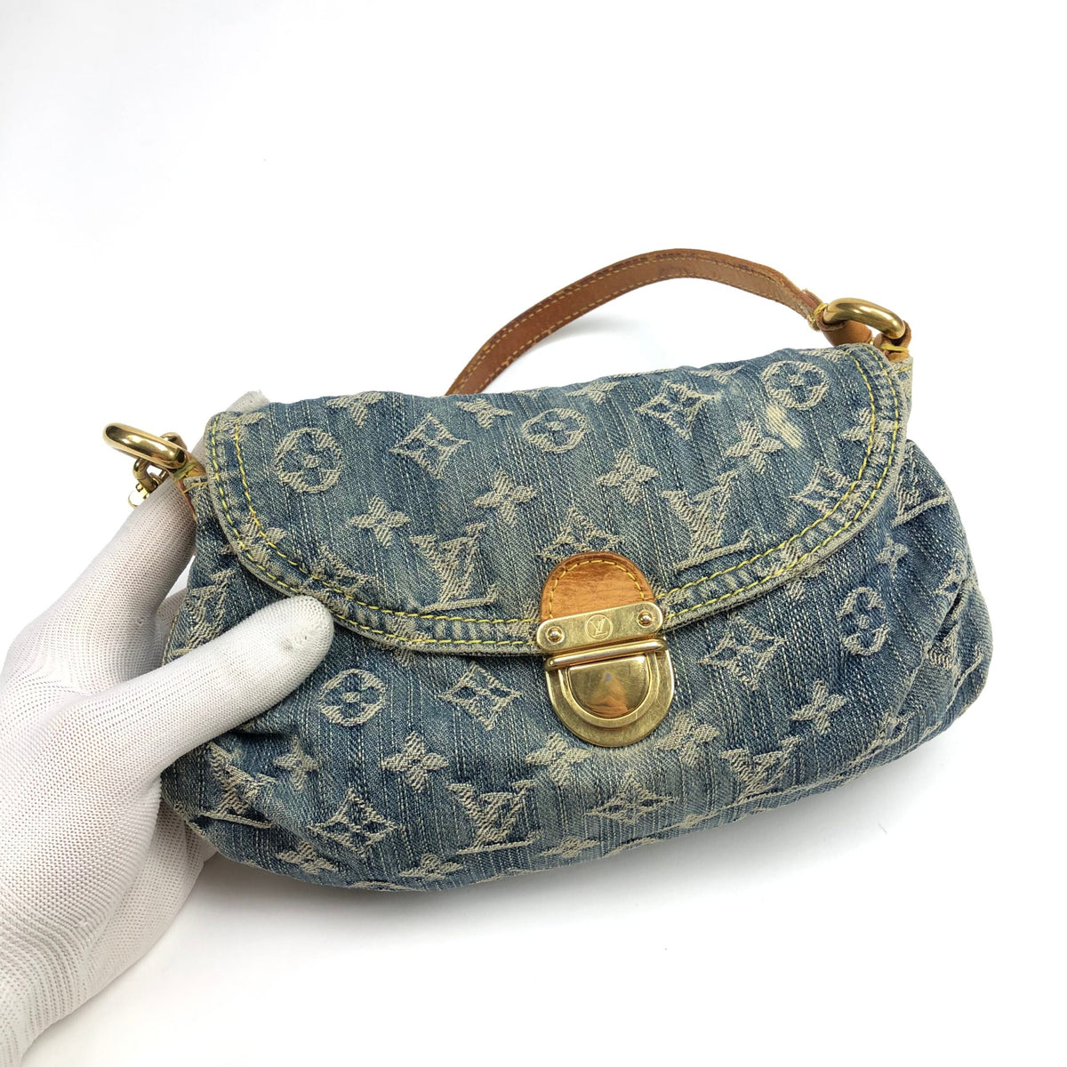 LOUIS VUITTON PLEATY PM BLUE DENIM SHOULDER BAG