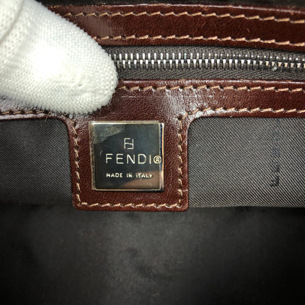 FENDI CALF HAIR BAGUETTE SHOULDER BAG