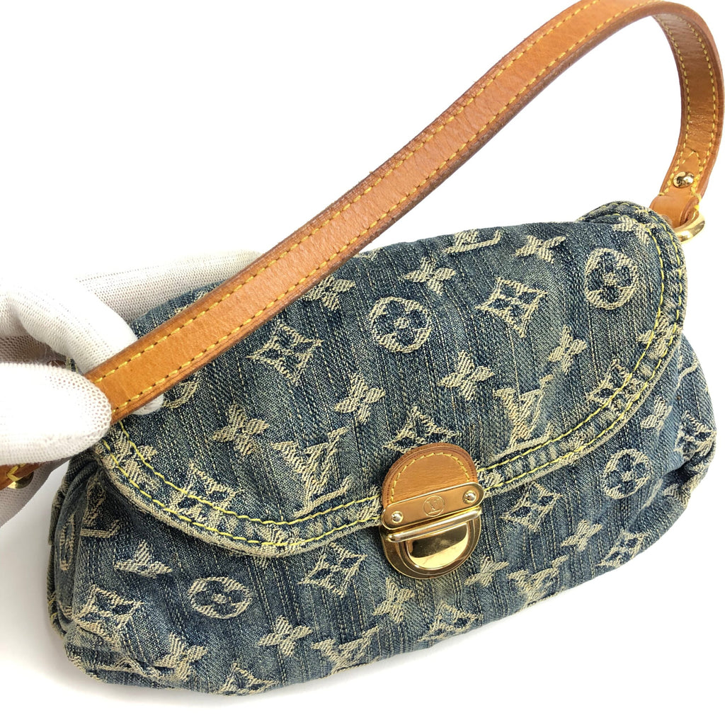 LOUIS VUITTON PLEATY PM BLUE DENIM SHOULDER BAG