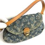 LOUIS VUITTON PLEATY PM BLUE DENIM SHOULDER BAG