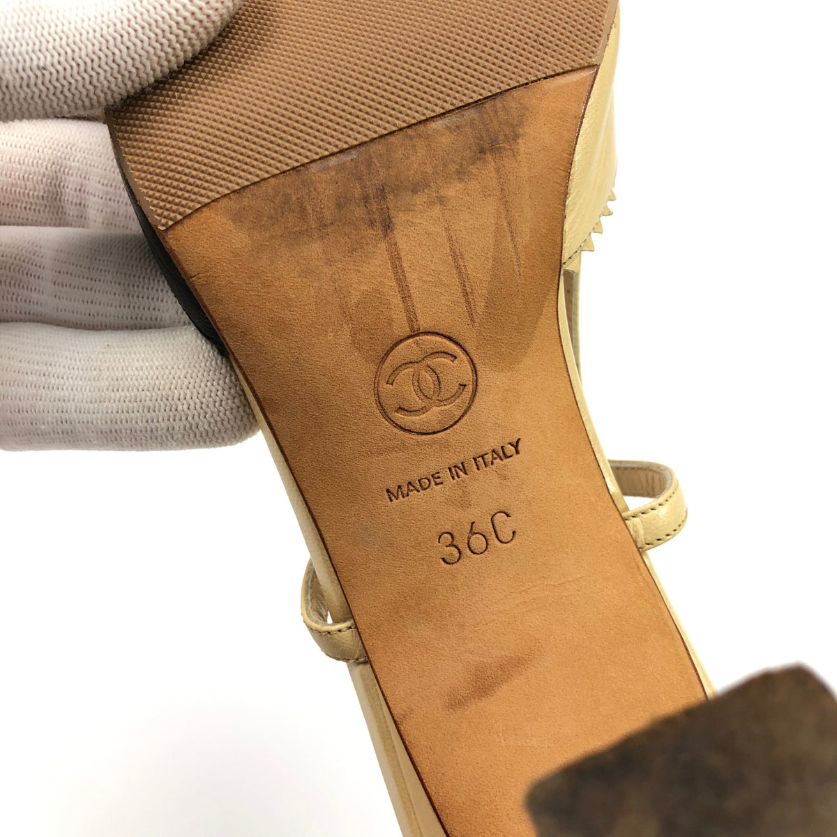 CHANEL LOGO SLING-BACK MULE HEELS
