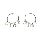 CHRISTIAN DIOR SPELL-OUT DIAMANTÉ HOOP EARRINGS