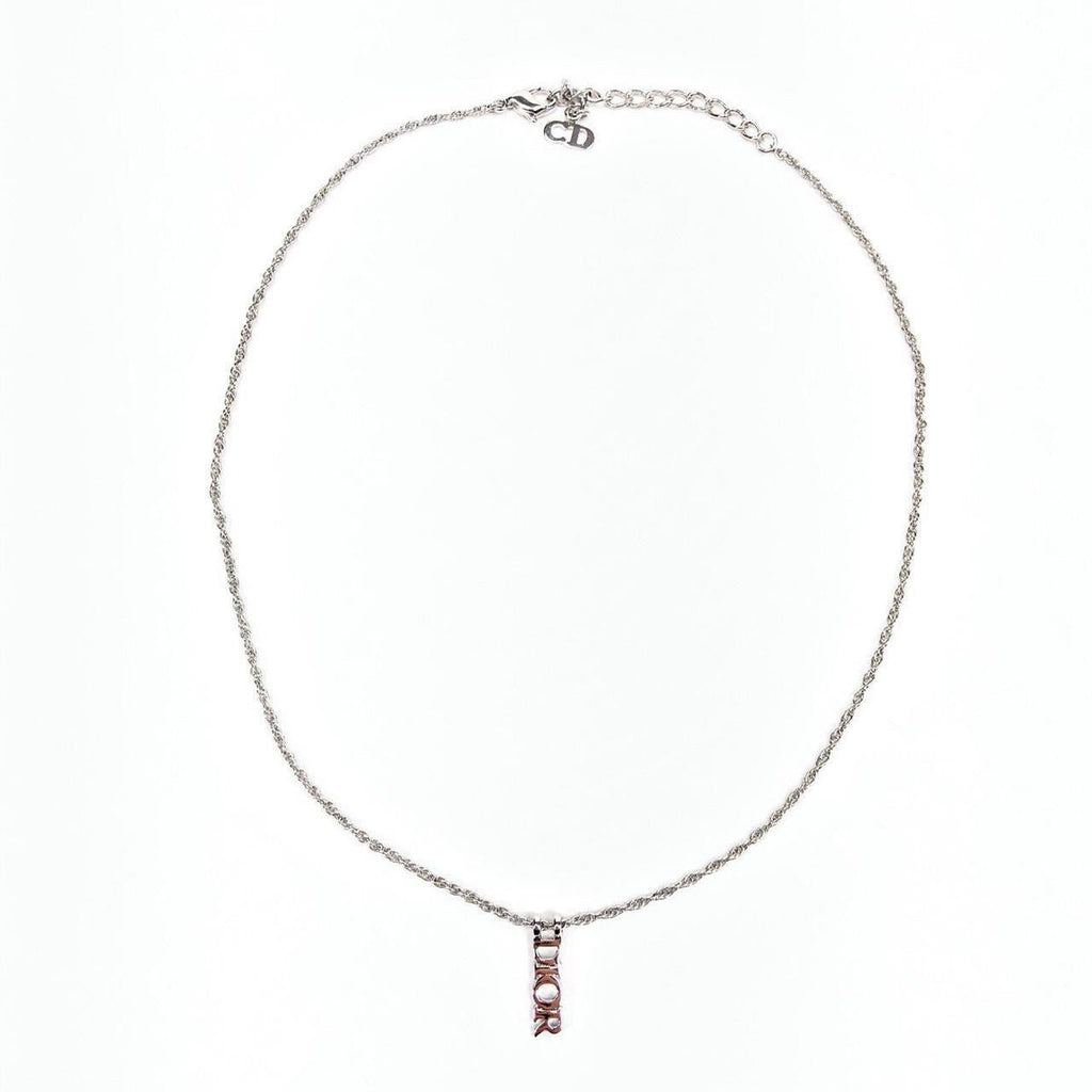 CHRISTIAN DIOR VERTICAL SPELL-OUT NECKLACE